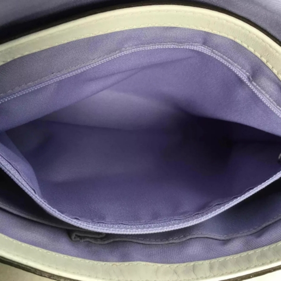 Coach White Textured Leather Brown Trim Handbag - Picture 6 of 15